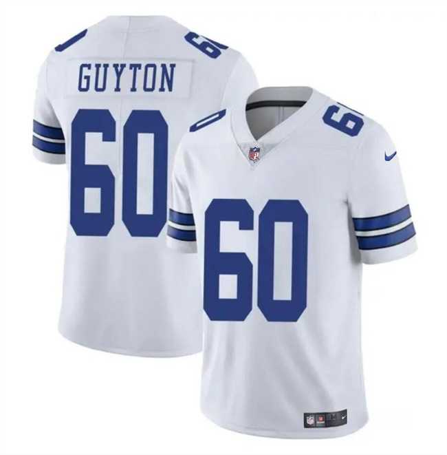 Men & Women & Youth Dallas Cowboys #60 Tyler Guyton White 2024 Draft Vapor Untouchable Limited Stitched Jersey